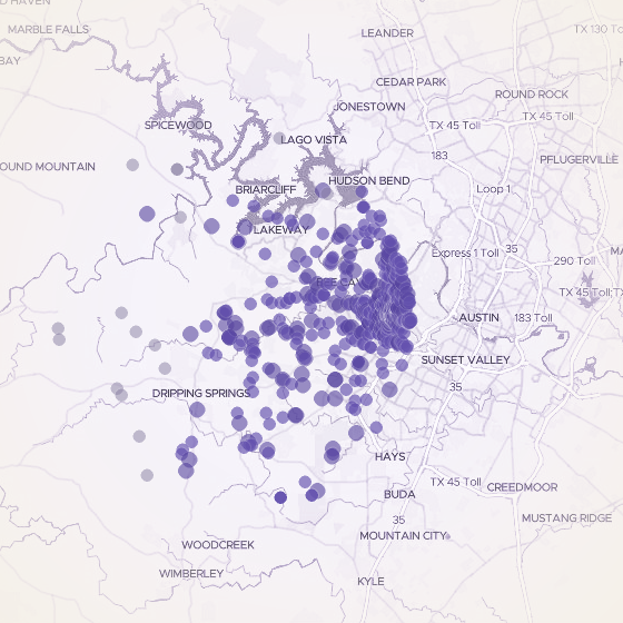 Interactive map of Hill Country, Austin