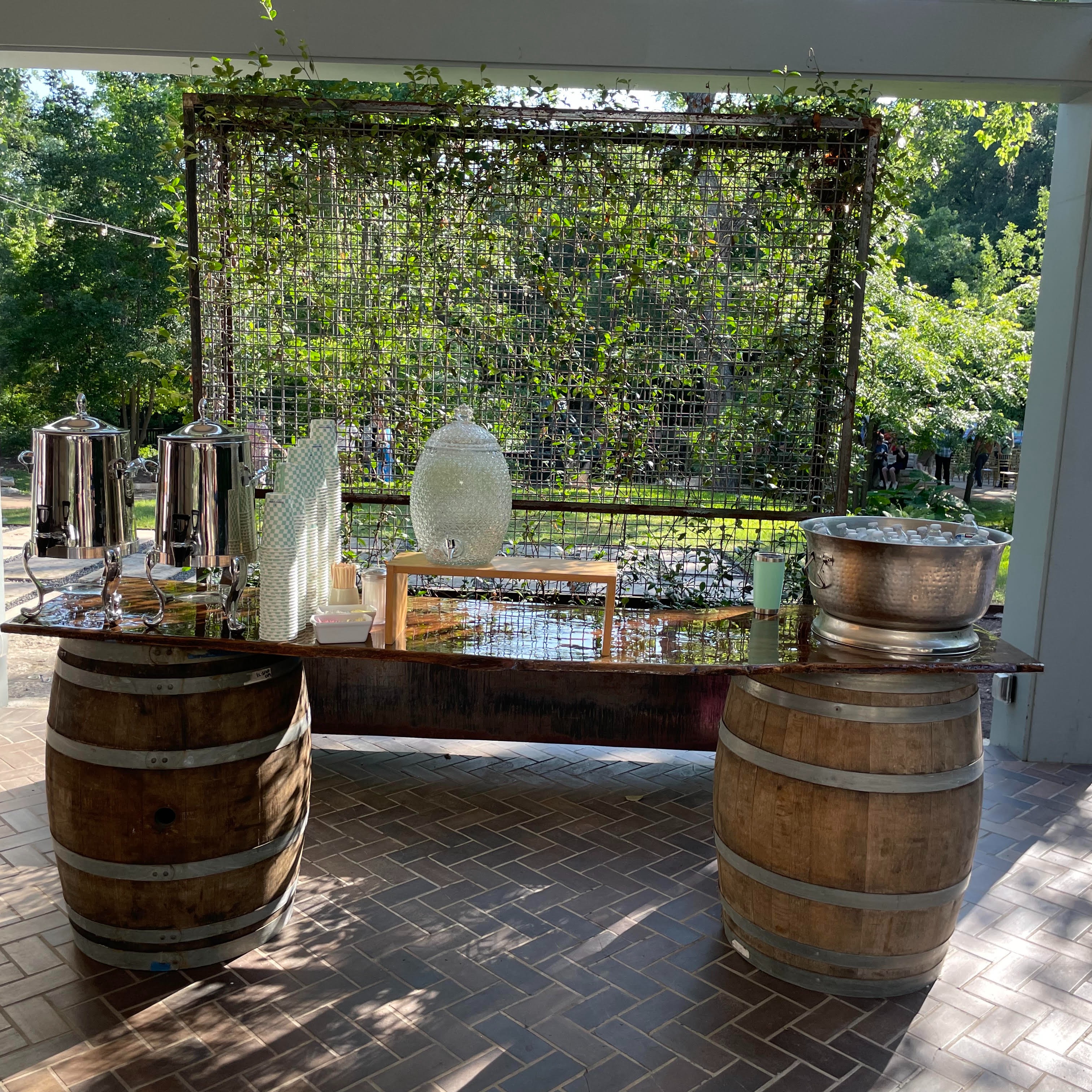 Pecan Wooden Top and Barrel Bar