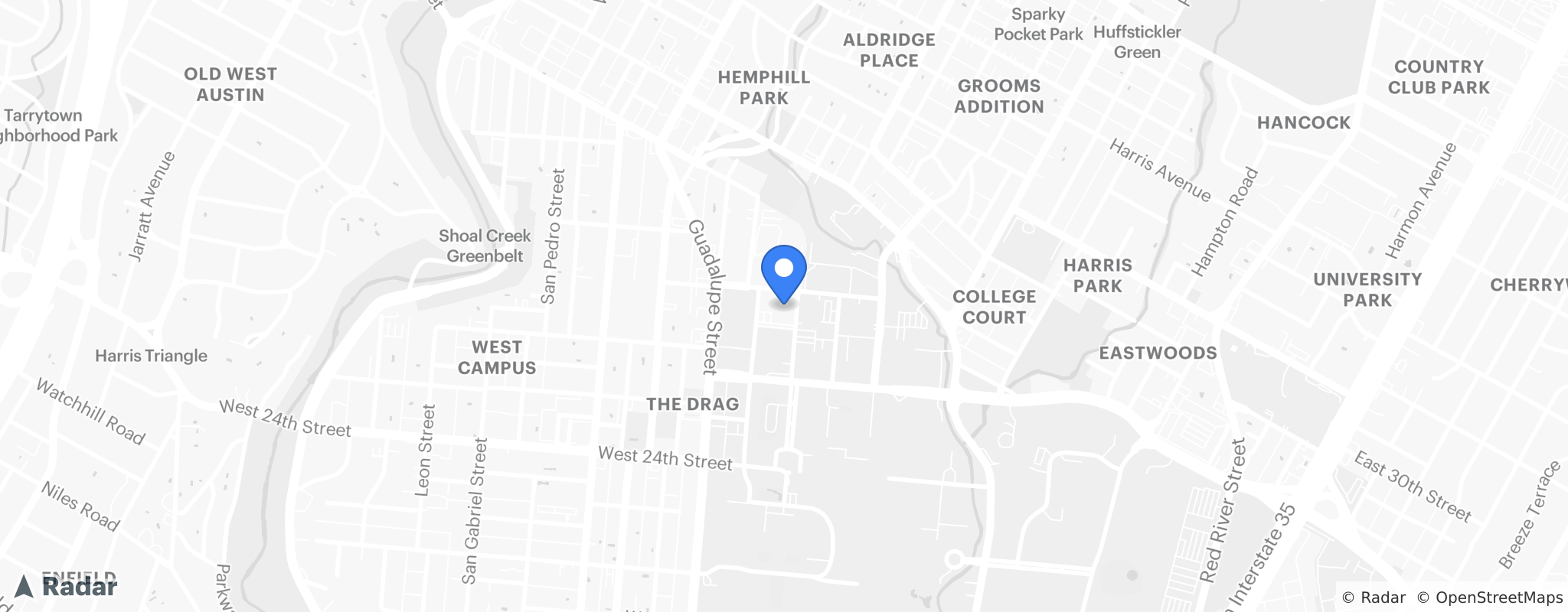 Map banner of UT Episcopal Student Center
