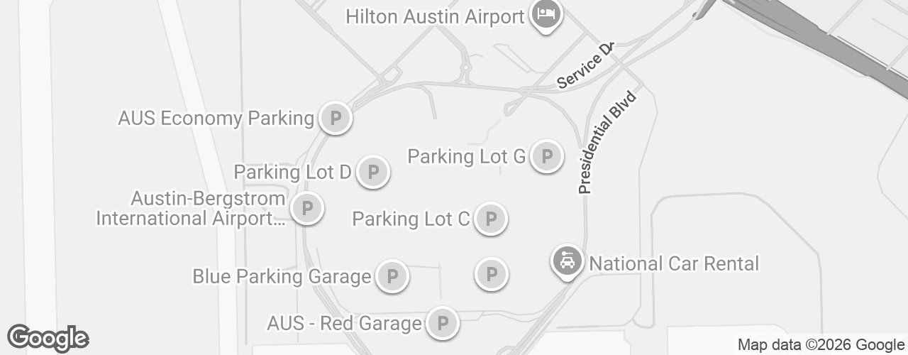 Map banner of Austin-Bergstrom International Airport