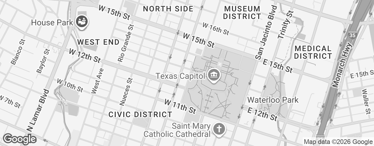 Map banner of Texas Trial Law